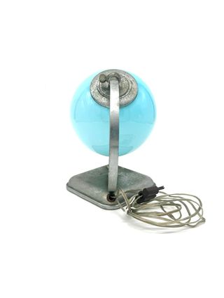 Lampada da tavolo vintage anni ’50 con paralume in vetro soffiato azzurro