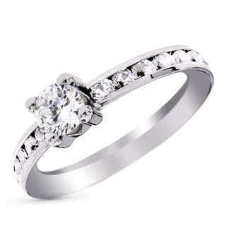 Anillo solitario oro blanco y circonitas 