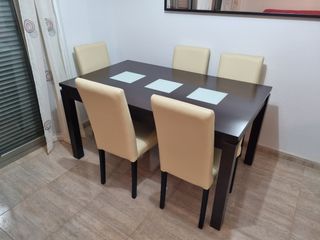 Mesa comedor 6 sillas - marrón beige