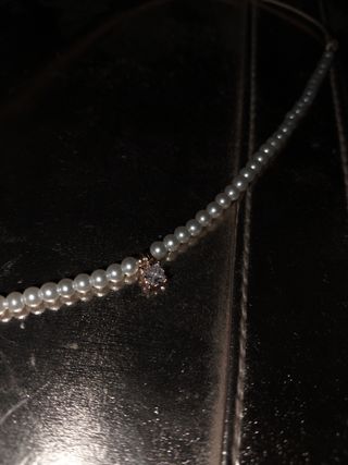 Collar perlas & circonita - dorado