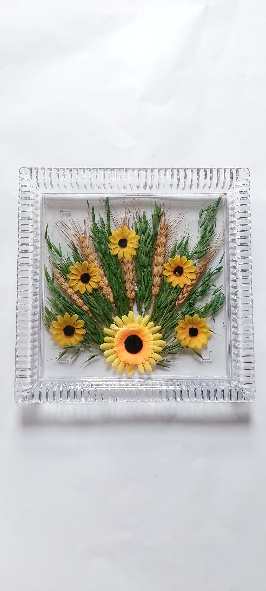 Vassoio quadrato con decorazione fiori vintage