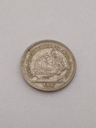 1.5 Moneda 50cts España Guerra Civil. Burgos. 1937