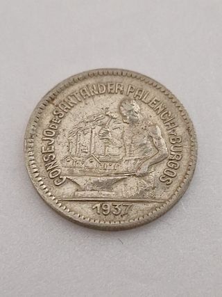 1.5 Moneda 50cts España Guerra Civil. Burgos. 1937
