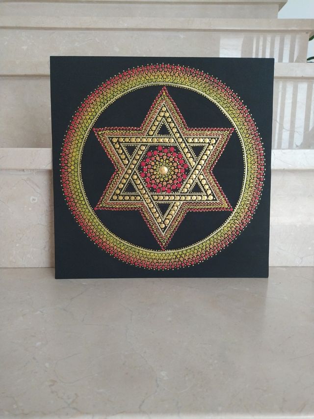 Cuadro Estrella David - Dorado y Rojo