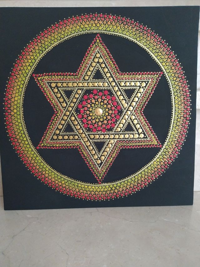 Cuadro Estrella David - Dorado y Rojo