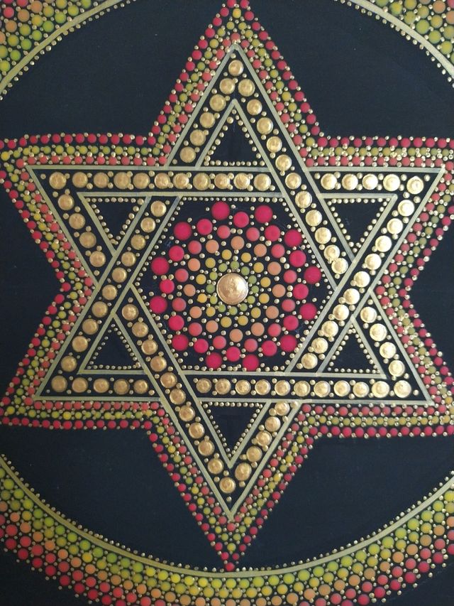 Cuadro Estrella David - Dorado y Rojo