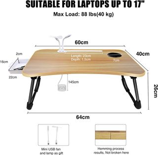 Mesa Ordenador Plegable con 4 USB, cajón. 60x40cm