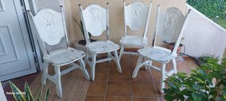 4 sillas roble blanco vintage
