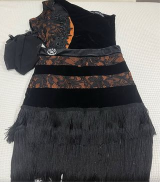 Conjunto baile salón negro-naranja
