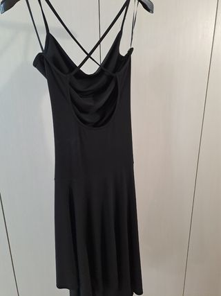 Vestito nero vintage scollo morbido incrocio