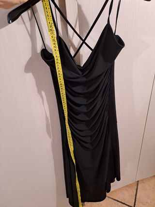 Vestito nero vintage scollo morbido incrocio