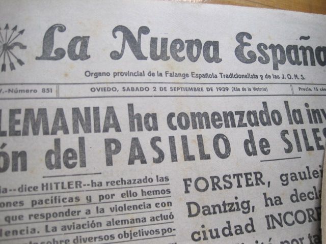 4 periódicos La Nueva España de 1939