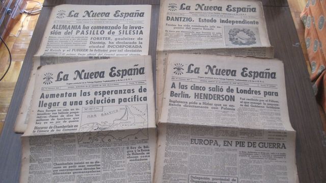 4 periódicos La Nueva España de 1939