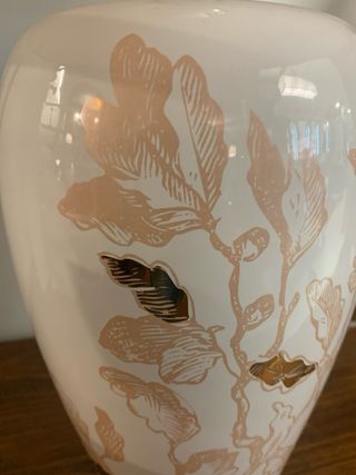 Lampada ceramica fiori oro