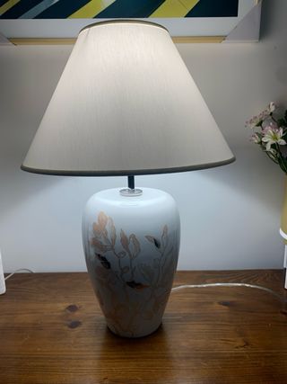 Lampada ceramica fiori oro