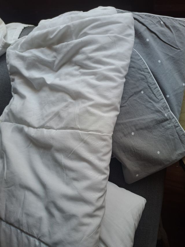 Lote ropa cuna bebé - gris/blanco