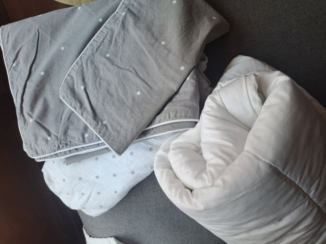 Lote ropa cuna bebé - gris/blanco