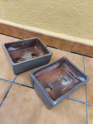 2 Macetas de Bonsáis de Cerámica usadas