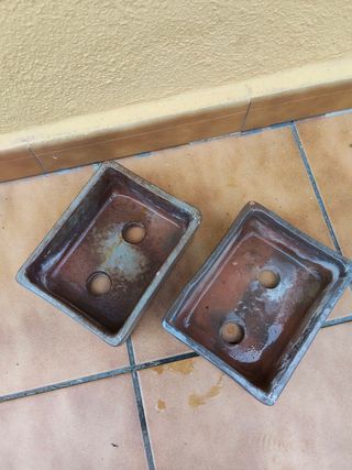 2 Macetas de Bonsáis de Cerámica usadas