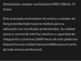 Sintetizador Korg M3-73 Teclado