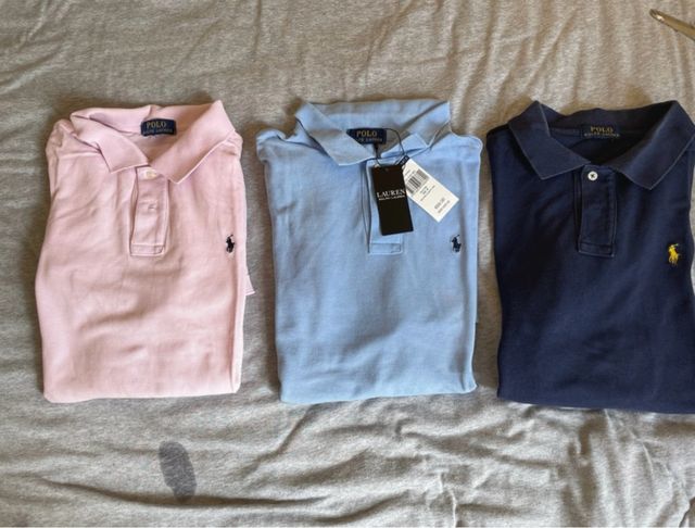 3 Polos Ralph Lauren M - Azul, Rosa, azul