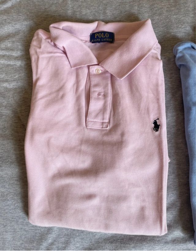 3 Polos Ralph Lauren M - Azul, Rosa, azul