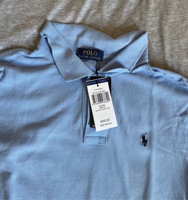 3 Polos Ralph Lauren M - Azul, Rosa, azul