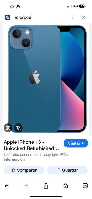iPhone 13 Azul - Libre 256GB