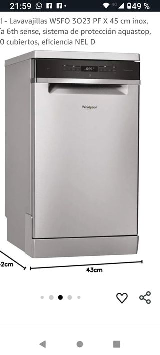 Lavavajillas Whirlpool WSF 3023 45cm
