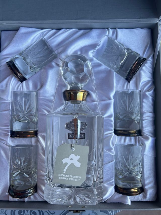 Botella licor cristal tallado + vasos