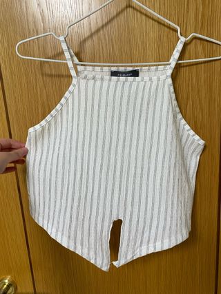 Top Primark rayas blanco-gris