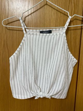 Top Primark rayas blanco-gris