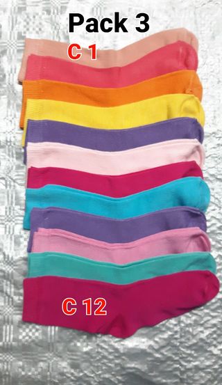 12 pares calcetines nuevos en algodón, talla 27-30