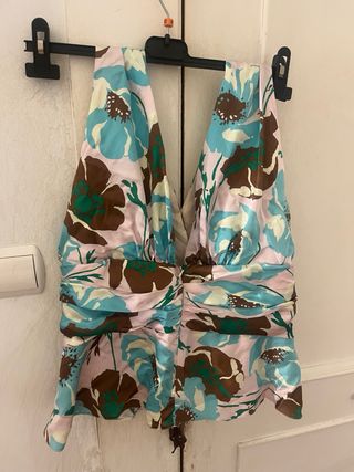 Top seda Futura | Azul & Rosa