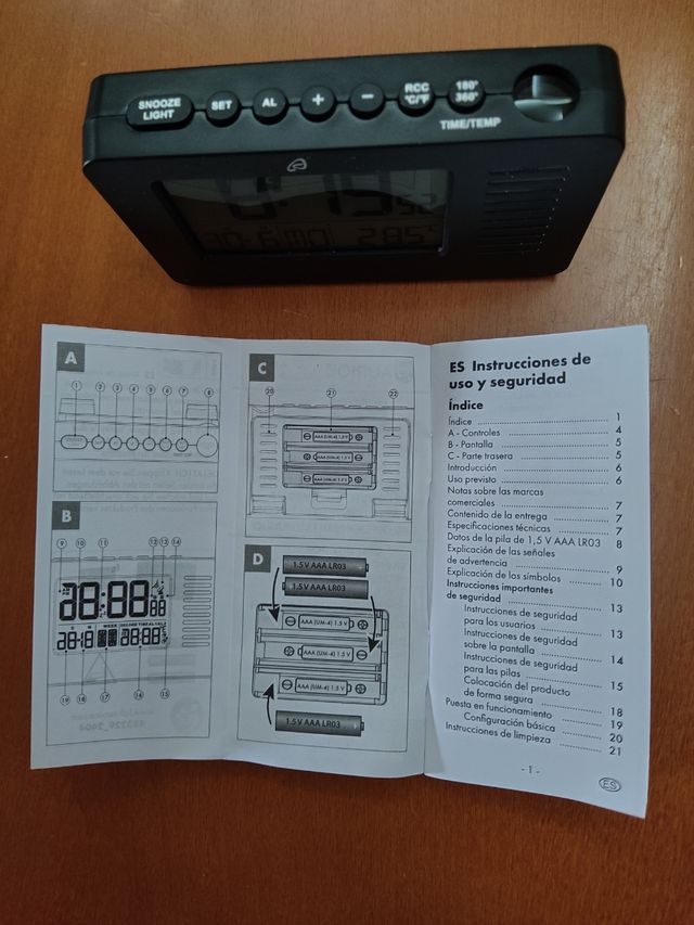 Despertador Auriol con proyector - Negro