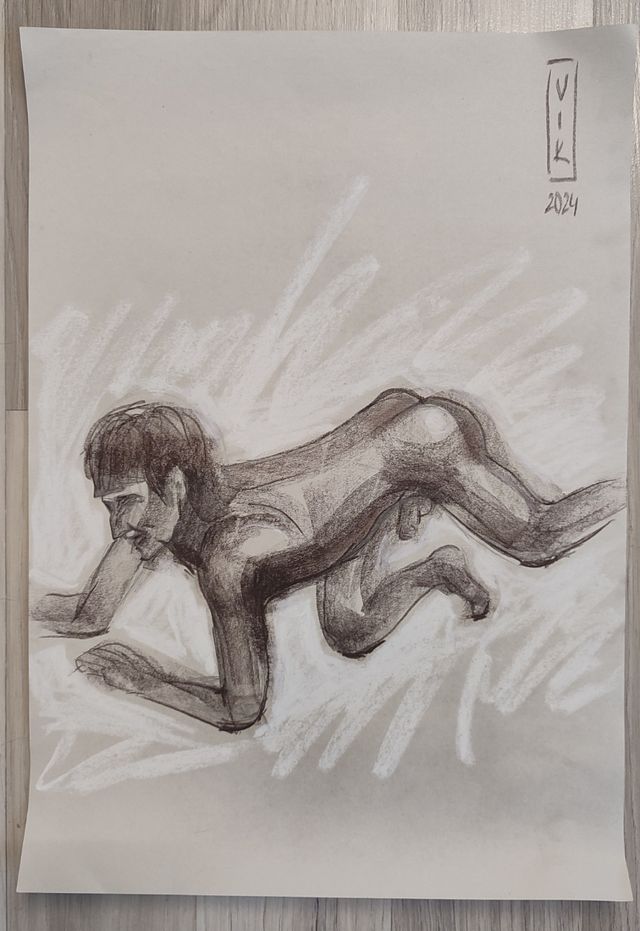 Dibujo original modelo masculino A3 papel