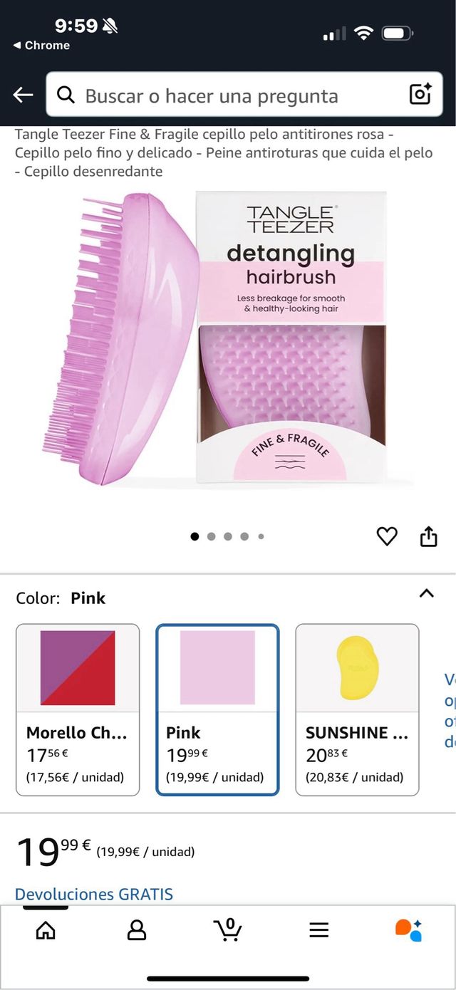 Tangle Teezer Pink - Cepillo Desenredante