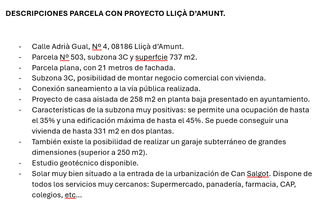 Terreno residencial Lliça d'Amunt