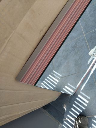 Espejo baño 70x60 marrón plata