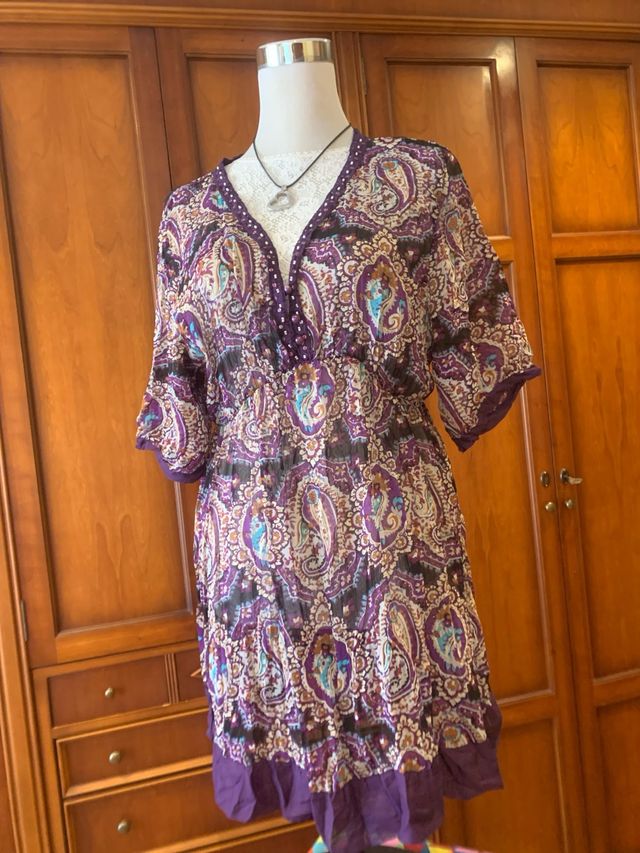 Vestido playa gasa multicolor