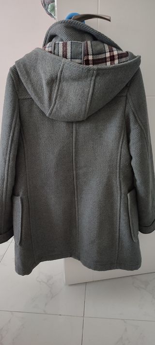 Abrigo paño gris mujer talla S amplia