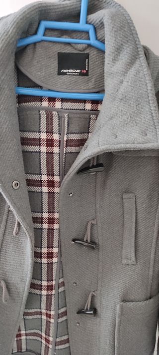 Abrigo paño gris mujer talla S amplia