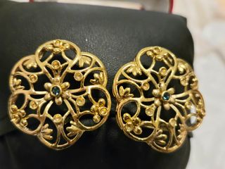 Pendientes clips. Vintage, dorados.