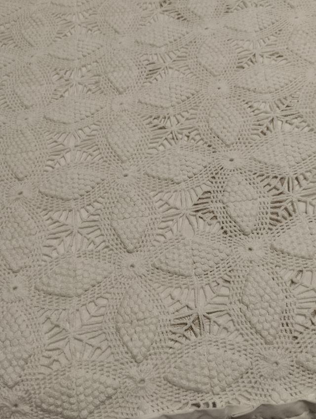 Colcha algodón ganchillo blanco