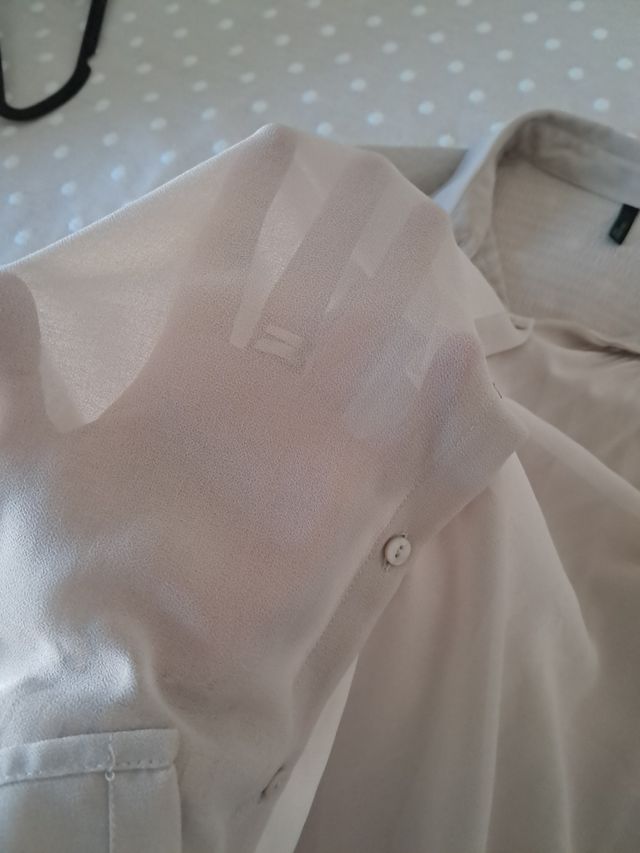 Blusa beige mujer - semi transparente