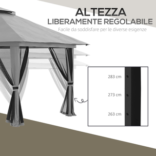 Gazebo Pieghevole 4x4 m Pop Up ad Altezza Regolabi