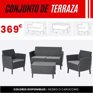 Conjunto terraza - 2 sillones + sofá + mesa