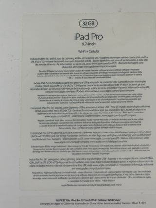 iPad Pro 9.7" Silver wifi+cellullar 32 GB