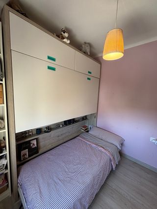 Litera abatible con escritorio y almacenaje.