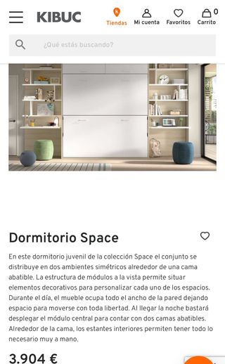 Litera abatible con escritorio y almacenaje.